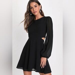 NWT lulus Black Long Sleeve Back Cut Out Short Dress XS
